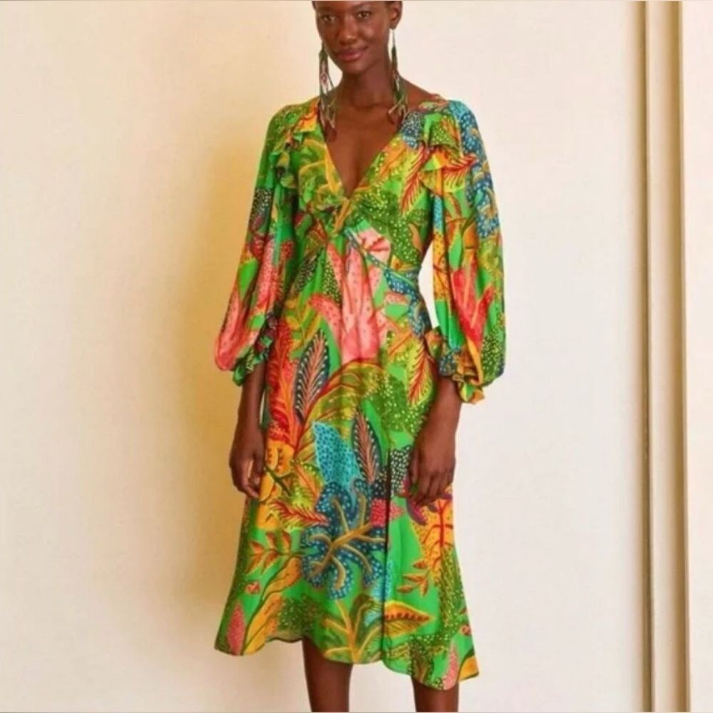 Farm Rio Forest Dream Slit Dress Size XS